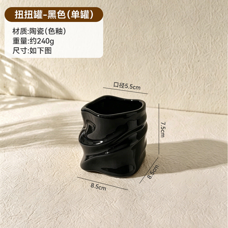 304 food grade stainless steel twisted fruit fork set creative colorful storage cup ceramic cup holder wholesale