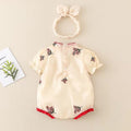 Infant and toddler summer romper, baby girl's cute cheongsam-style onesie, chinese traditional classical clothing, triangle bodysuit, crawling suit