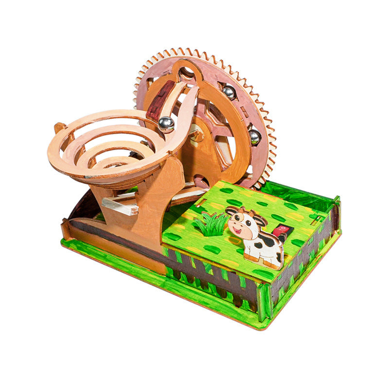 Electric ball slide, children's handmade DIY technology small production small invention, student puzzle wooden assembly teaching aids