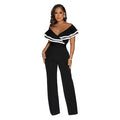 C7052 cross-border   independent station fashion women's sleeveless deep v jumpsuit pure color new style