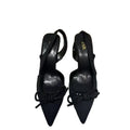 Za southeast asia 2024 new high heels black shiny bowknot slingback stiletto pointed toe pumps women's shoes