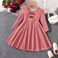 Ew foreign trade children's wear: new autumn/winter velvet bow christmas princess dress for girls (sizes for toddlers and young children)