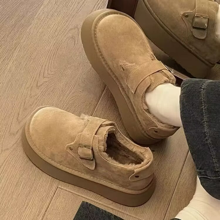 Birkenstock cotton shoes for women winterfleece-linedoutwear2026new arrivalthick soleheight-increasing big toe bread shoes snow boots