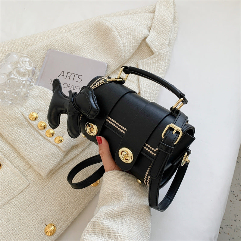 Foreign style bag contrasting color women's small bag 2025 new portable Boston bag fashionable and simple shoulder messenger bag