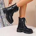 British style platform shoesthick sole belt buckle knight boots autumexportstudsplus size cross-border boots women