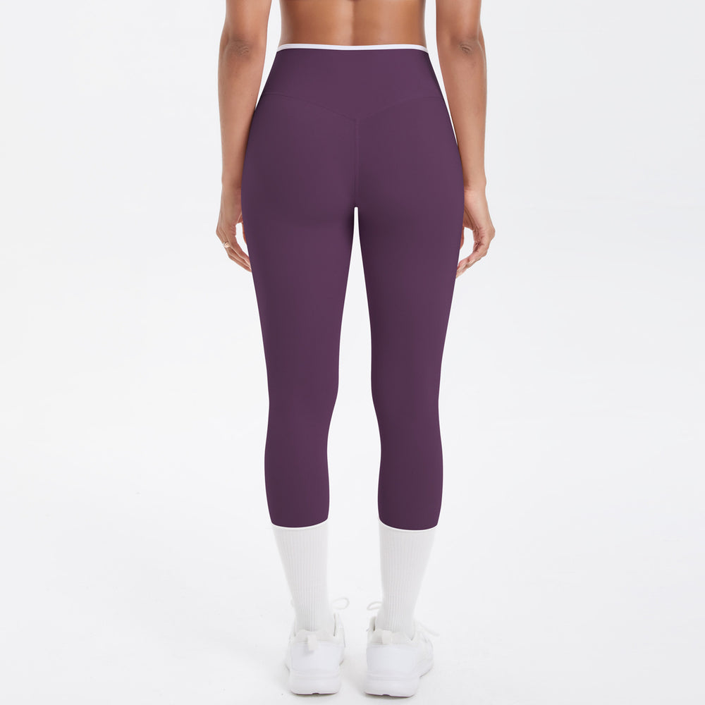 new arrivalfashioncontrast color cross tight high elastic high waist loose pants sports running fitness yoga nine-point pants