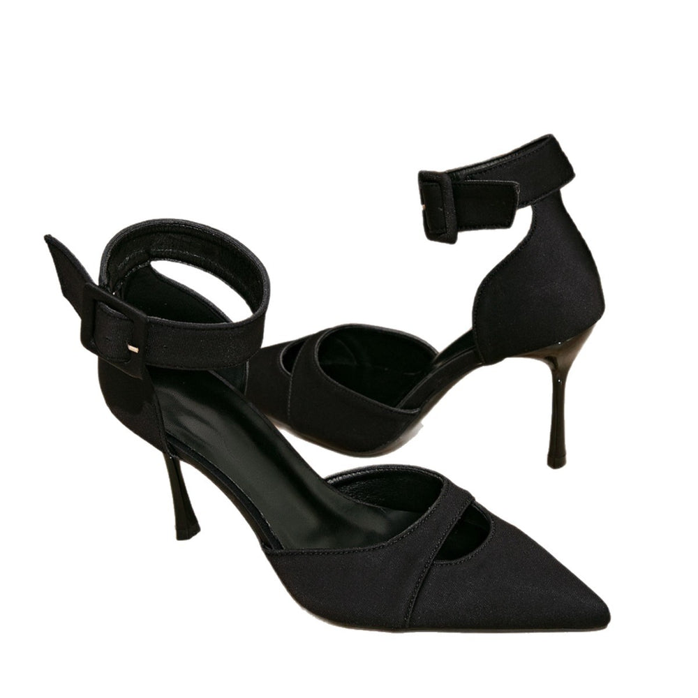 Huizhou amazon aliexpress women's high heel sandals black fashion party evening pointed toe stiletto heel women's shoes