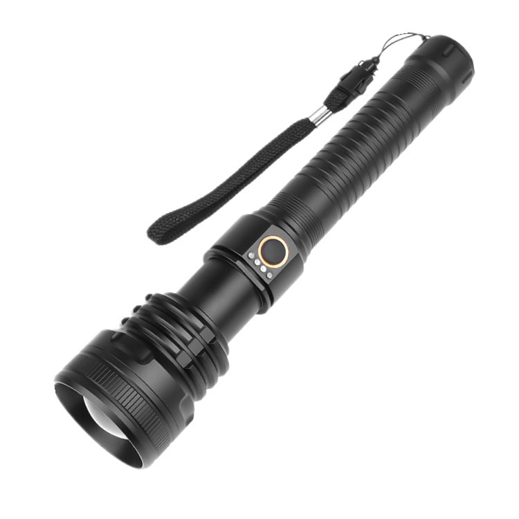 Cross-border XHP70 telescopic strong light USB charging telescopic zoom power display 3-speed dimming remote light flashlight