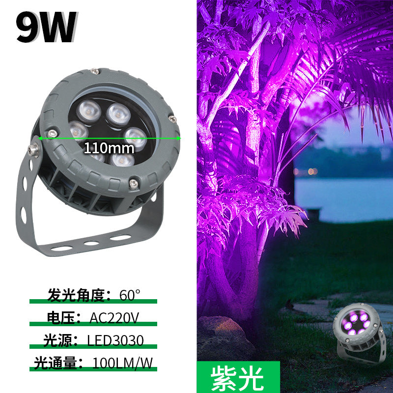 LED wheel shooting tree light colorful outdoor waterproof flood light garden lawn landscape plug-in light round tree light