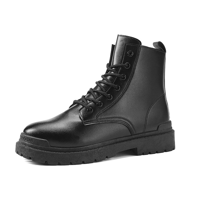 Spring classic round toe boots men's british style high-top motorcycle zipper workwear boots thick sole short boots 8605