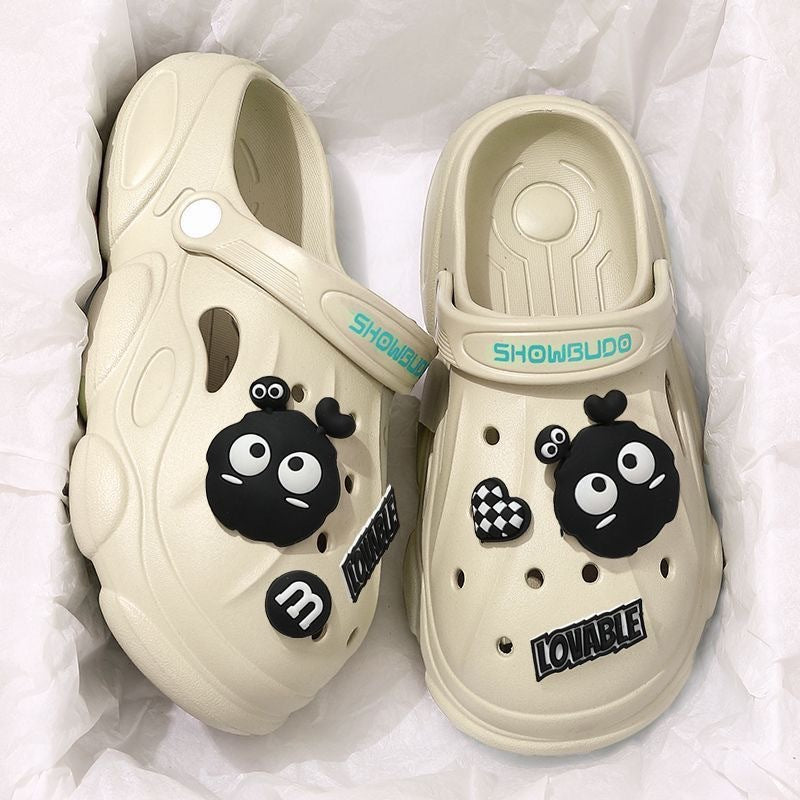 Crocs men's summernew arrival outdoor beach thick solenon-slip sandals toe-cap half slippers men2025outwear