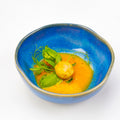 European style kiln turned blue ceramic salad bowl restaurant hotel special stylish vegetable soup bowl noodle bowl special-shaped ceramic bowl