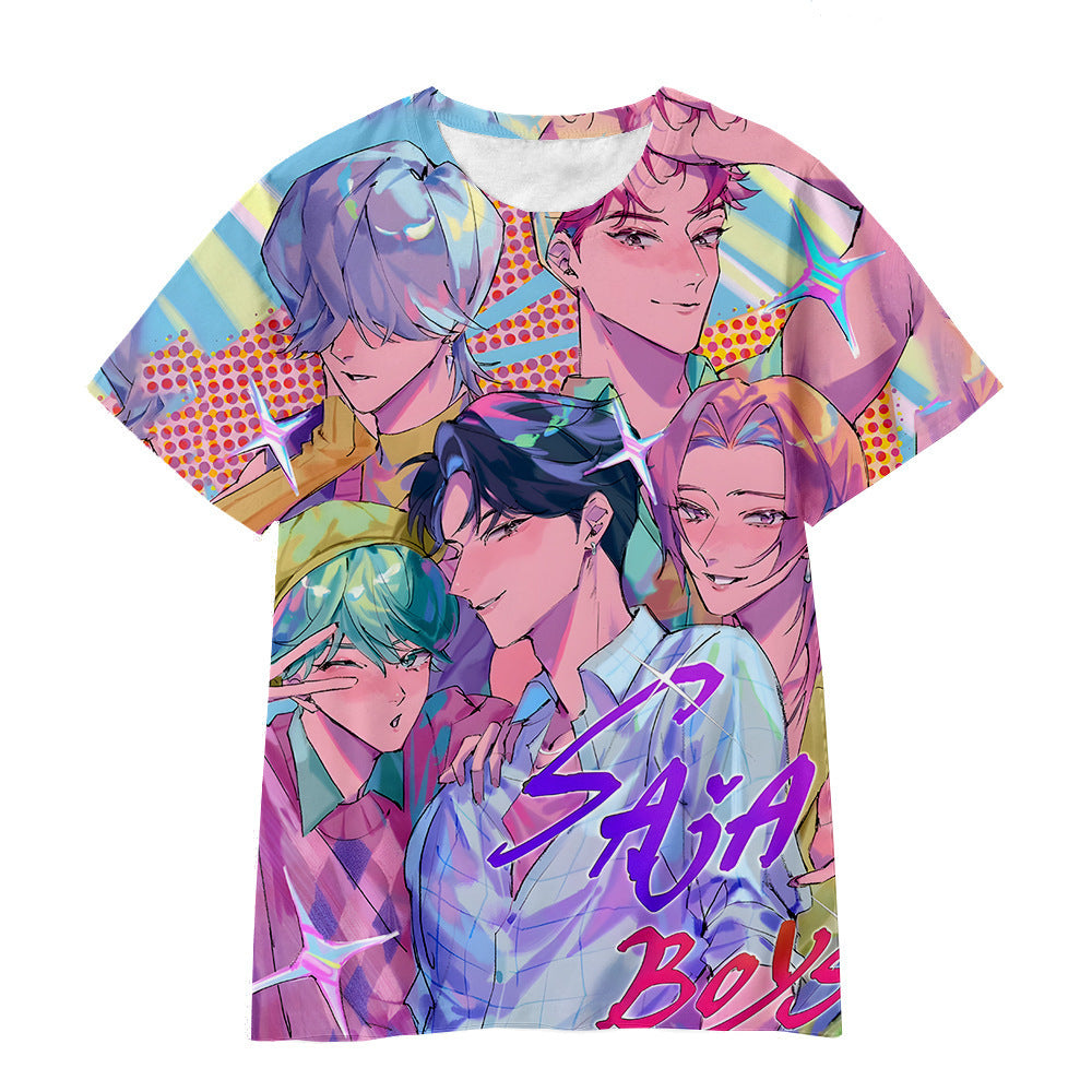 Witcher boy group 3d digital printing cross-border overseas casual loosefashion t-shirt k-pop girls t-shirt
