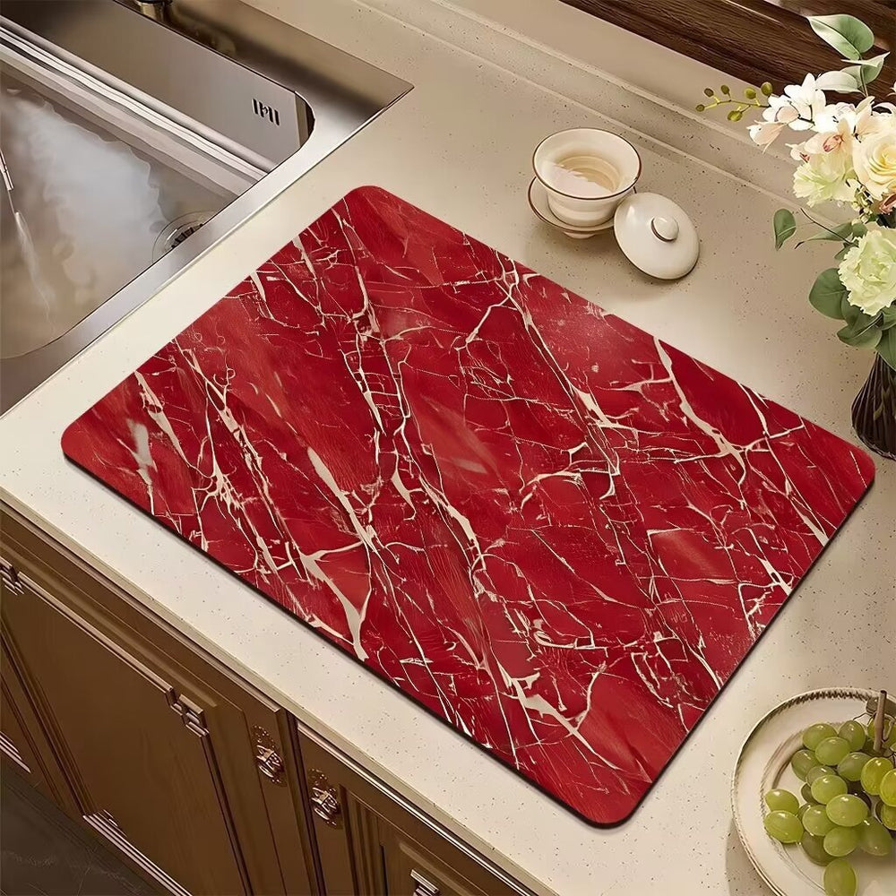 Marble diatom mud kitchen drainage mat dining table heat insulation oven mitts mat bowl and plate drying mat countertop absorbent mat