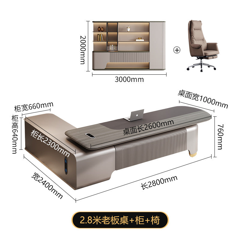 President's desk, executive desk, ceo desk, minimalist luxury chairman's office furniture, high-end office desk and chair set