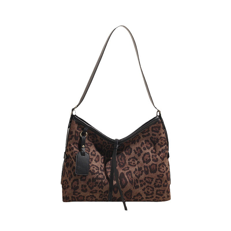 Foreign trade leisure commuting large-capacity shoulder bag women's 2025 new autumn and winter popular high-end leopard print messenger bag