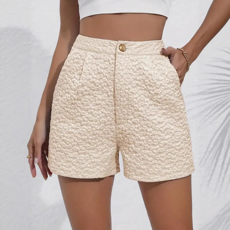 new women's summer elegant jacquard high-waisted casual shorts for cross-border e-commerce on  (us & europe)