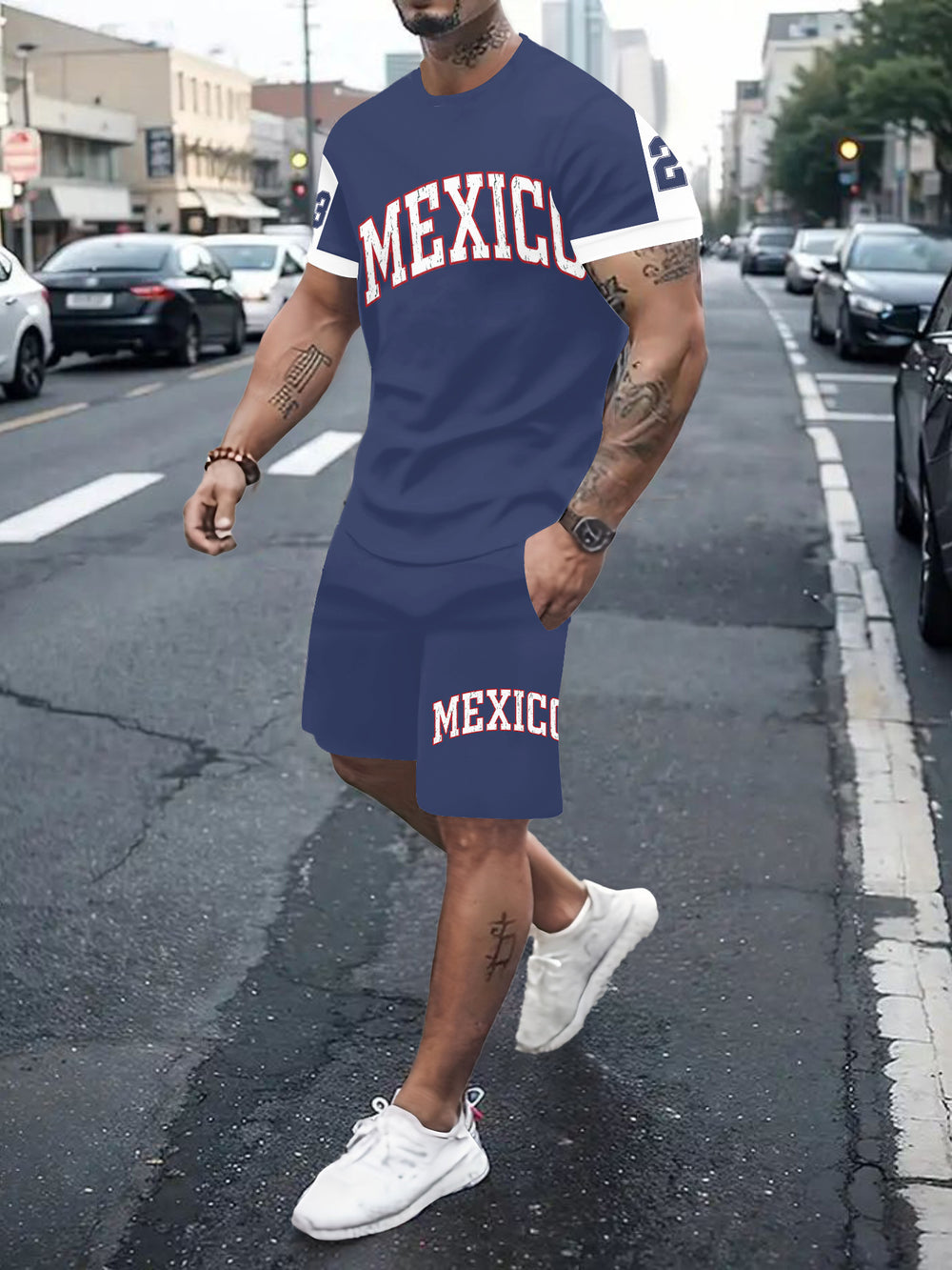 Men's casual sports set - short sleeve & shorts - summer hot seller - cross-border fashion - two-piece leisure outfit