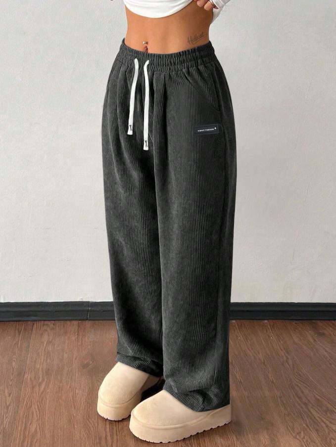 autumn/winter new arrival: women's relaxed fit drawstring solid color pocket casual pants - perfect for cross-border e-commerce on  (us & europe)