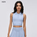 Polo collar sports tank top women's summer outdoor fitness yoga tennis skirt running training athletic skort set