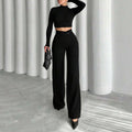 exportelegantwork clothinghigh waiststraight-leg pants women's spring & fallnew arrivaldrapedilmslimming look black suit pants