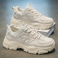 Men's shoes 2025 new winter breathable mesh casual chunky sole non-slip versatile white sneakers height increasing athletic dad shoes trendy footwear