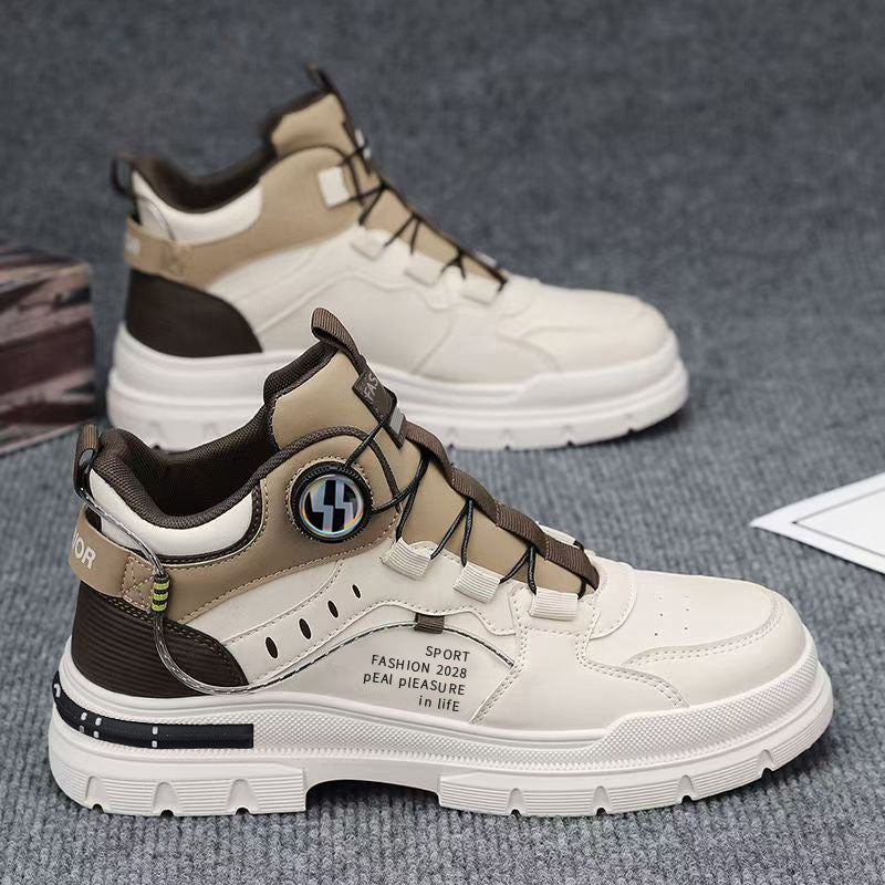 Boots men's high-top spring british style retromencasual leather shoes mid-top waterproofnon-slipworkwear boots