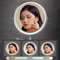 Punch-free wall-mounted folding makeup mirror for bathroom, magnifying, extendable, double-sided led lighted vanity mirror for hotel use