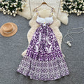 European and american fashion camisole dress for women, autumn , high-end, slimming, elegant, printed, flowy maxi dress