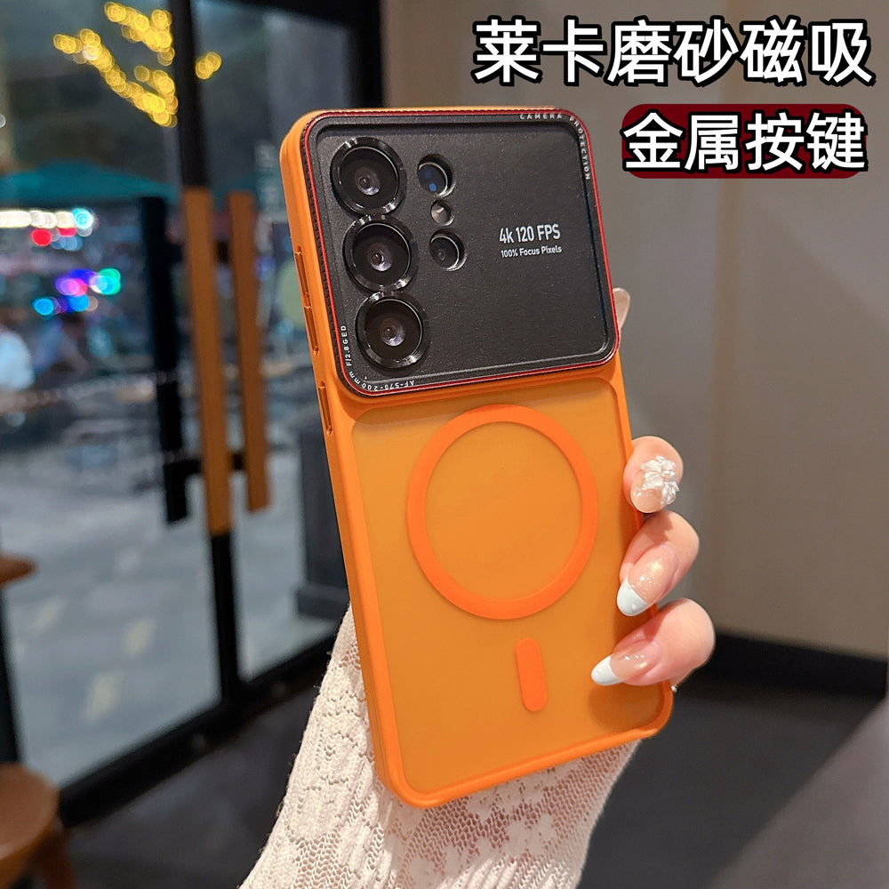 applicable large window samsung s26ultra mobile phone case s25u lycra frosted magnetic metal button protective case