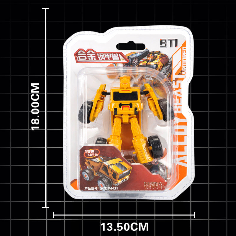 Kids puzzle mini robot toy boy retro moving train combined deformation dinosaur engineering vehicle steel armor beast