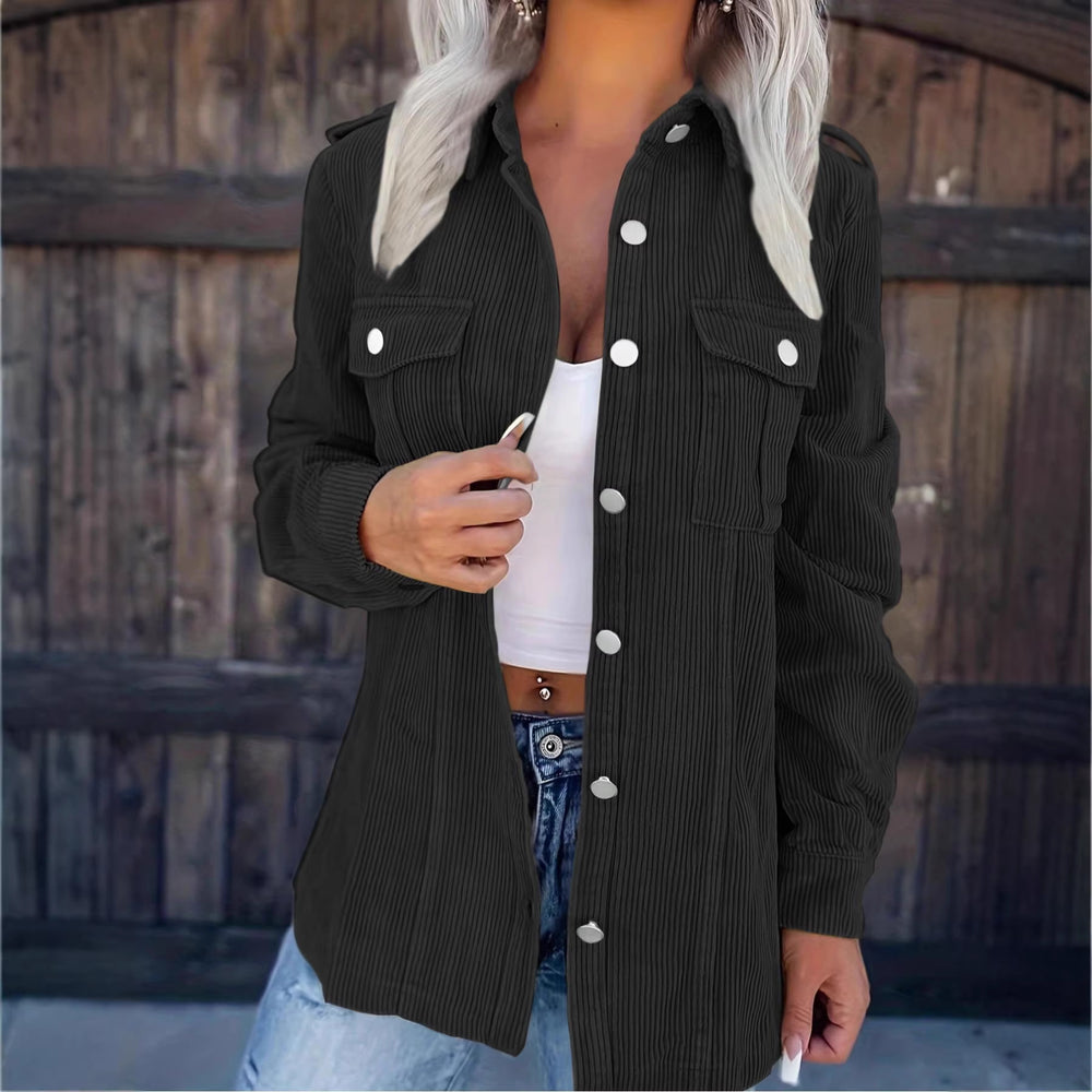 Amazon cross-border new fashion  independent station corduroy lapel washed shirt cardiganloosecasual