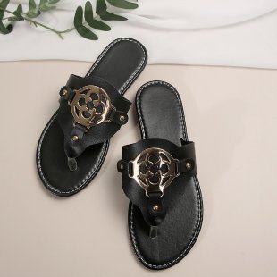 New arrival spot flip-flops  cross-border exclusive women's sandals hardware buckle summer flat shoes sandals