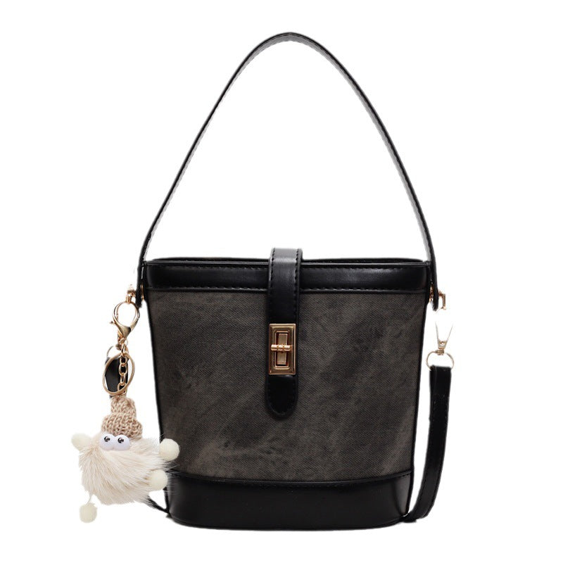 ins texture handbag women's 2025 new fashion small bag retro bucket bag shoulder bag messenger bag