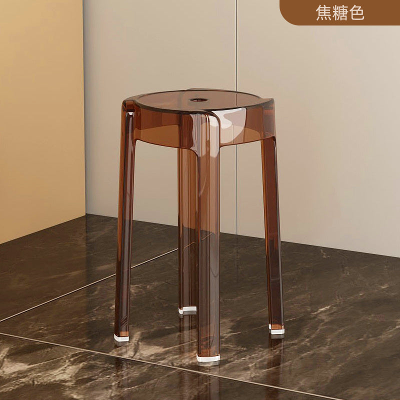 Acrylic plastic stool can be stacked household thickened modern simple stacked transparent chair windmill round rubber bench