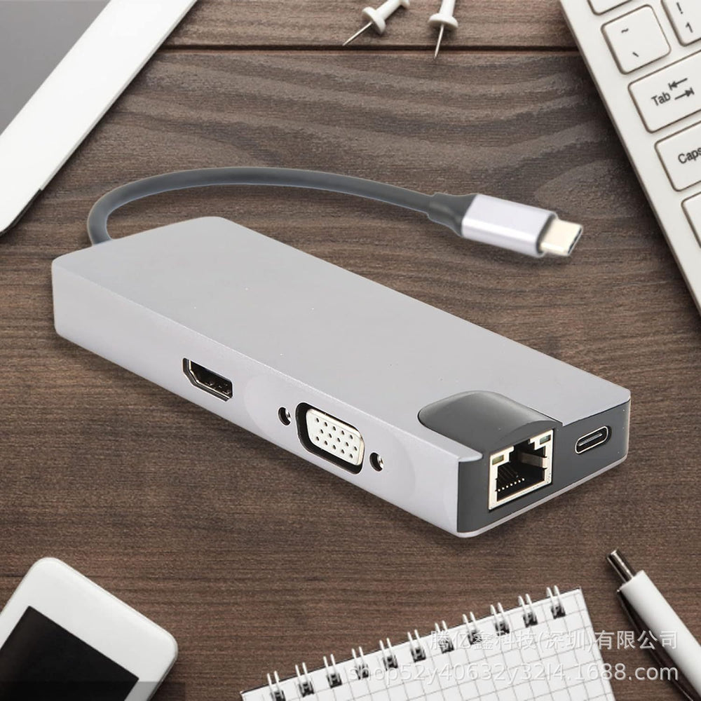 8-in-1 docking station type-c to hdmi+vag gigabit rj45+usb3.0hub high-speed transmission multi-interface