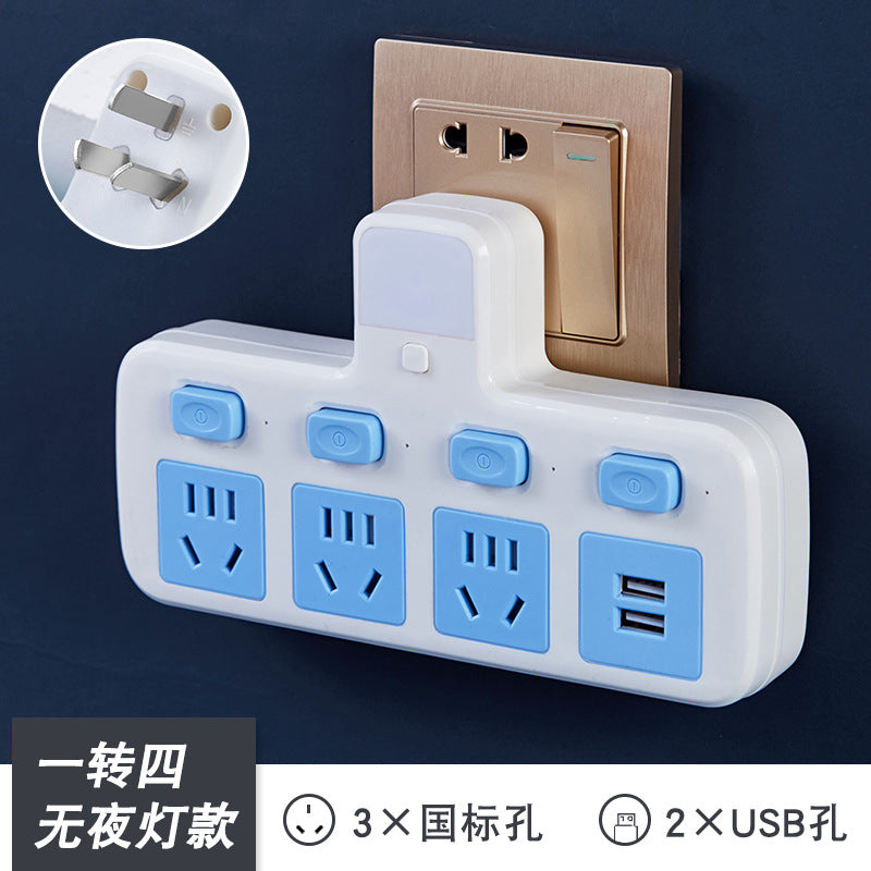 Office-style multifunctional wireless socket converter with usb, independent switches, multi-outlet power strip with night light