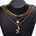 Wholesale gold-plated crystal snake necklace - new european and american style cross-border banquet jewelry set - fashionable and unique multi-layer necklace for women