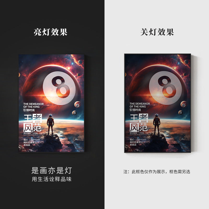 Trend billiard room luminous decorative painting imitation abyss mirror cyberpunk astronaut hanging painting billiard hall luminous lamp painting