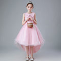 summer girls' tulle princess dress with train - sizes 3-13 years, mid-to-large children's formal dress, floral kids' dress