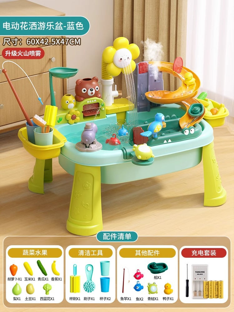 New summer water toys for kids: multifunctional water park with fishing pool, electric faucet, dishwasher, and magnetic features