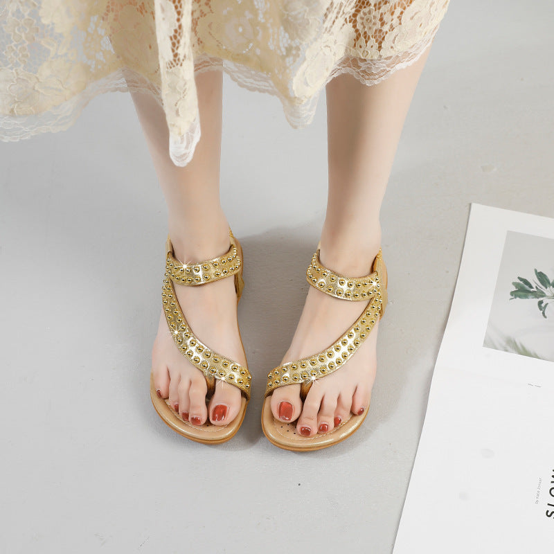 2025 summer new arrivals: bohemian cross-border sandals for women - minimalist, lightweight, casual flat sandals with wide fit and plus sizes