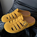 Retro piggyback birkenstock shoes women's easiest for match2026new arrivalspring and summeroutwear slip-on lazy cut out toe-cap half slippers