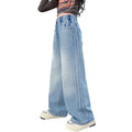 Girls' light wash denim wide leg pants - spring  new collection - stylish kids' and big girls' straight leg trousers - spring/autumn style