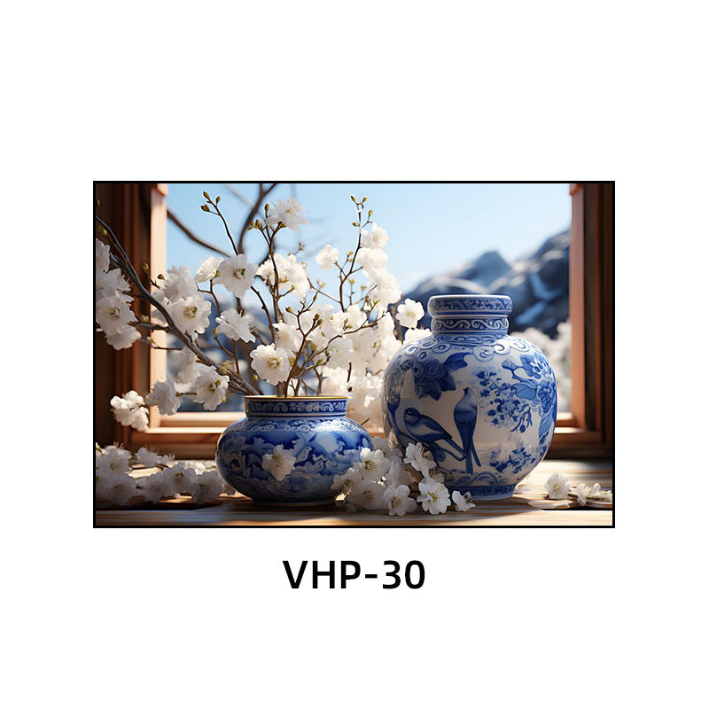 Blue and white porcelain decorative painting vase porcelain ceramic new Chinese style living room hanging painting hotel hotel restaurant box Chinese style