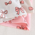 european and american girls' short-sleeve top and shorts set - bow print summer fashion two-piece outfit