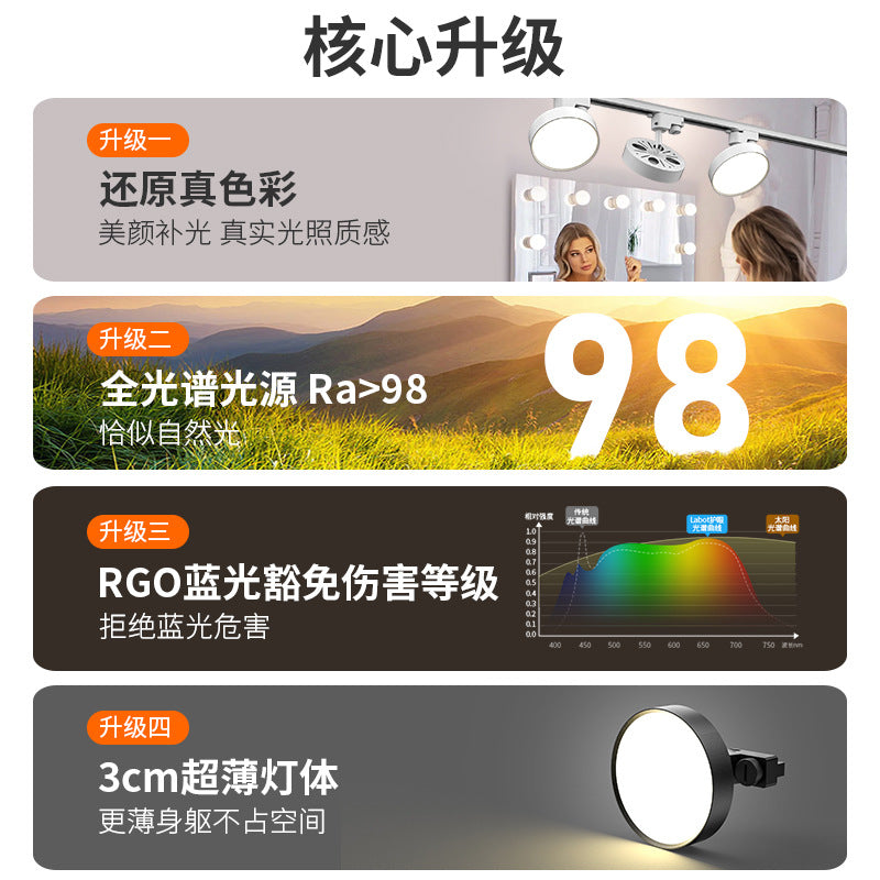 Full spectrum clothing store diffuse light led track spotlight guide rail type store commercial live broadcast room fill light downlight