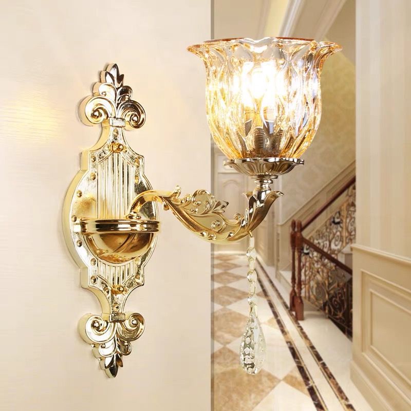 European-style crystal modern wall sconce for living room, background wall, bedroom, bedside, hallway, stairway - double-headed high-end wall lamp