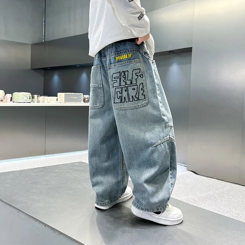 Boys' new autumn denim pants  - spring/autumn kids' pants, loose-fit, stylish boys' trousers for mid-to-large children