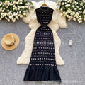 European and american style high-end sleeveless dress for women - summer stand collar, rhinestone embellished, slim fit, light luxury mermaid maxi dress